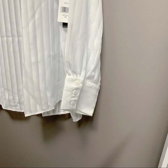 IMNYC Women’s Striped Button Down Sheer Blouse - Picture 5 of 7